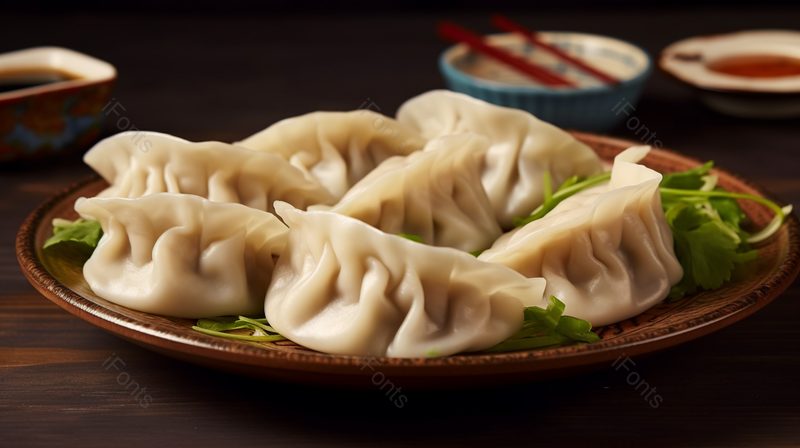 中式餐食盘子里的饺子美食食物摄影图,高清,摄影图,摄影图片,图片大全,摄影图免费下载